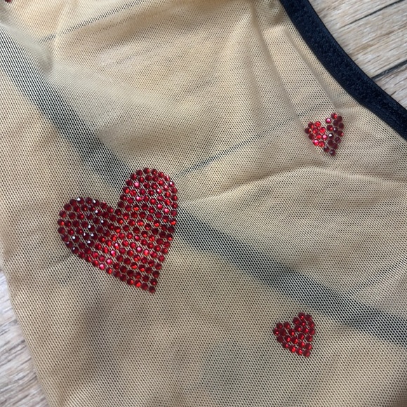 Dbleudazzled Hand Crystal Hearts Mesh Bodysuit - Picture 9 of 11
